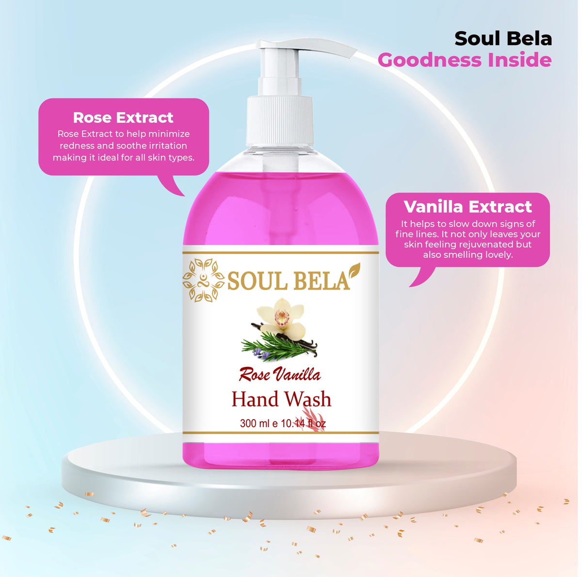 Soul Bela Rose Vanilla Hand Wash- 300 ml (Pack of 2)