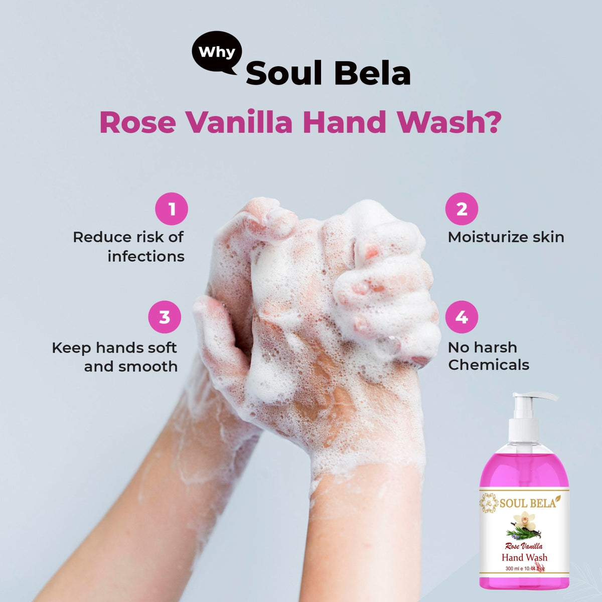 Soul Bela Rose Vanilla Hand Wash- 300 ml (Pack of 2)