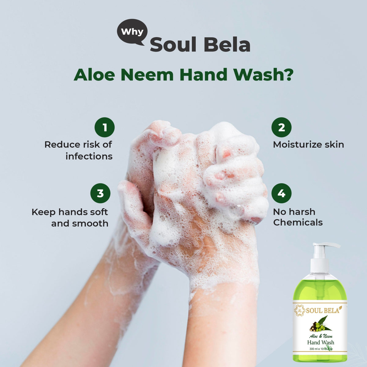 Soul Bela Aloe & Neem Hand Wash- 300ml (Pack of 2)