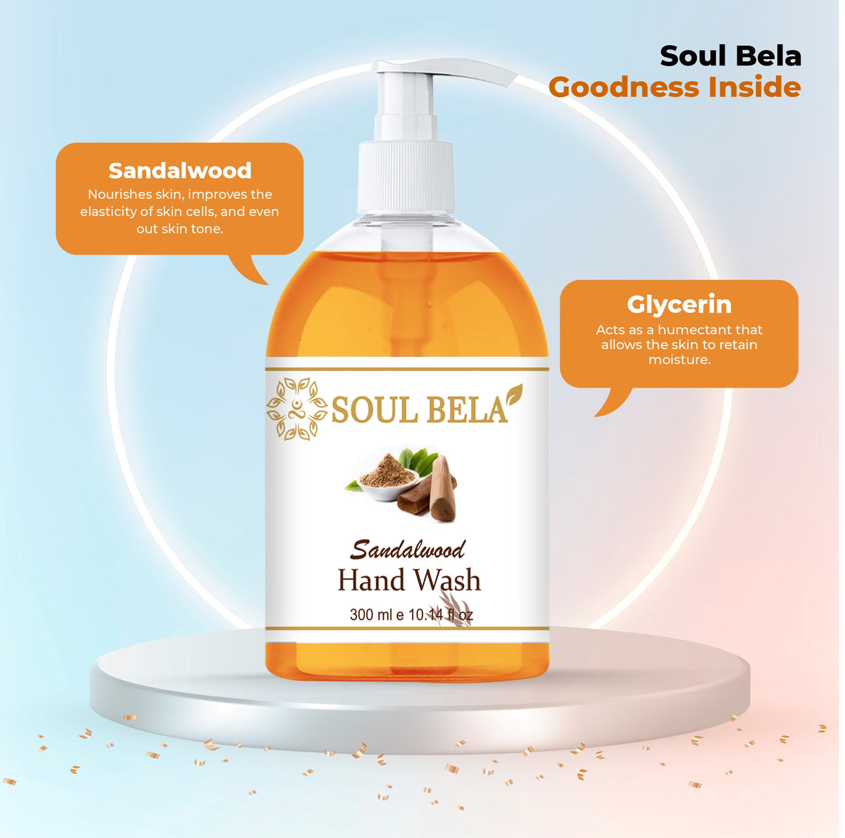 Soul Bela Sandalwood Hand Wash- 300 ml (Pack of 2)