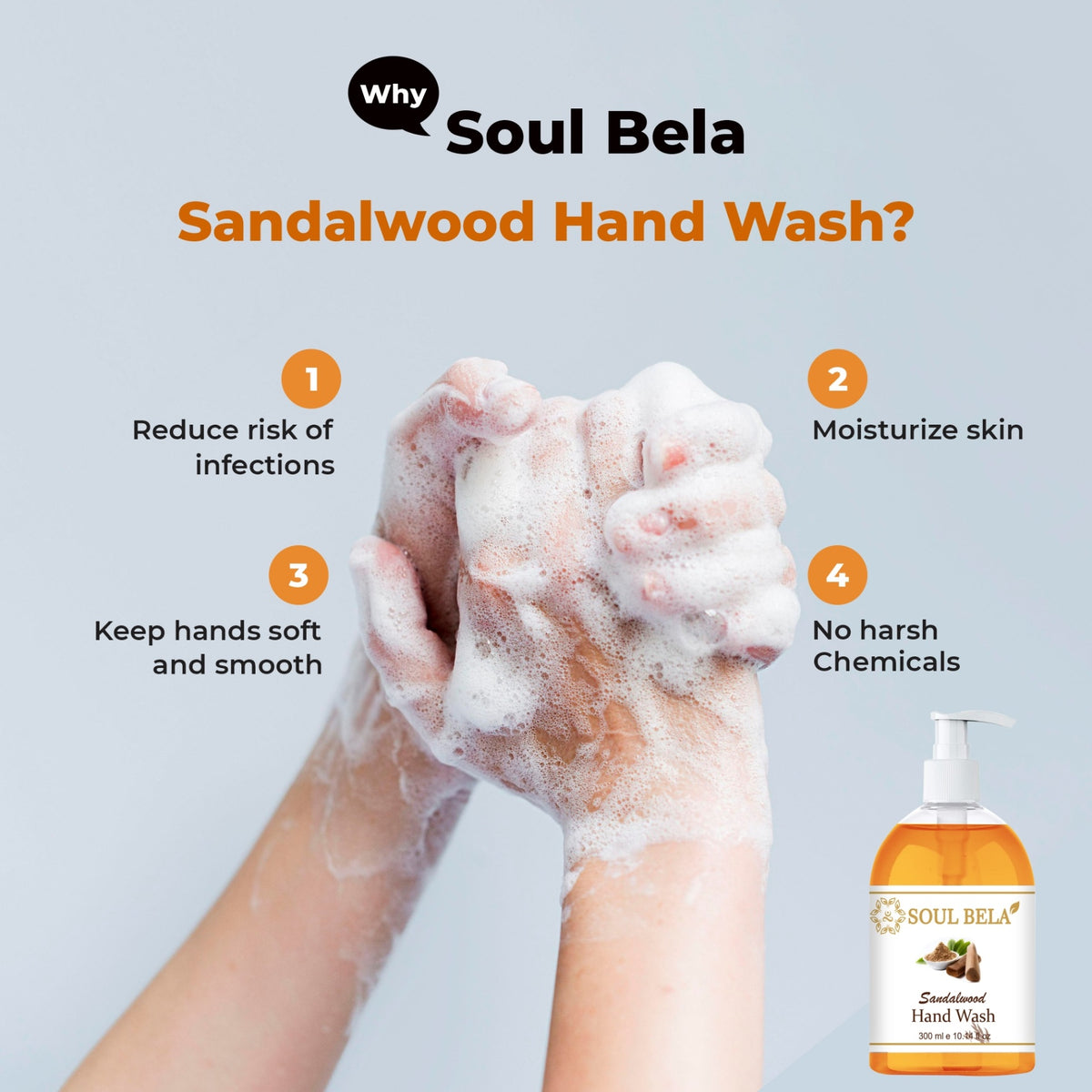 Soul Bela Sandalwood Hand Wash- 300 ml (Pack of 2)